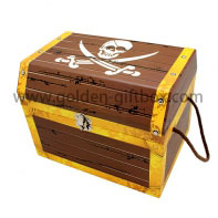 海盜寶藏設計兒童玩具手提箱配金屬鎖扣
