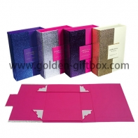 紫色花紋紙前拉式摺叠禮品包裝盒