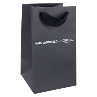 L'OREAL 黑色花紋紙燙銀紙袋適合化妝品精品包裝高級紙袋香港訂製