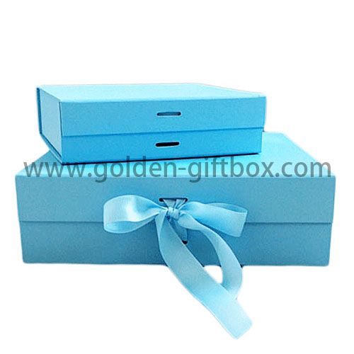 高級花紋紙折叠禮品盒折叠盒摺叠禮品盒連配色絲帶蝴蝶結
