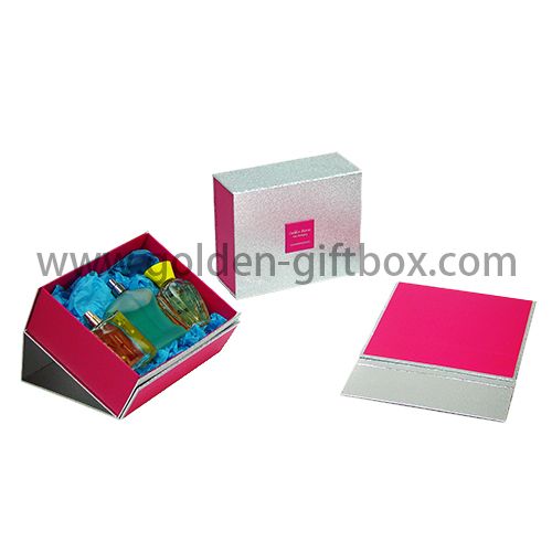 銀色花紋紙展示式摺叠禮品包裝盒